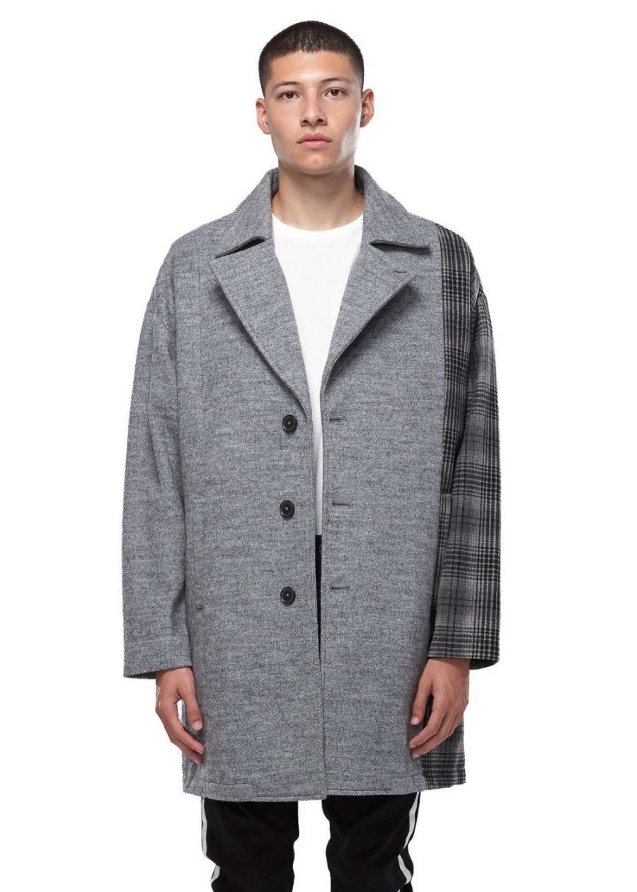 Coats, Jackets & Blazers * | Konus Men'S Oversize Wool Blend Coat In Grey