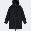 Coats, Jackets & Blazers * | Konus Men'S Wool Blend Hooded Coat With Reflective Piping Black