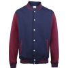 Coats, Jackets & Blazers * | Awdis Unisex Varsity Jacket ( ) Oxford Navy/ Burgundy