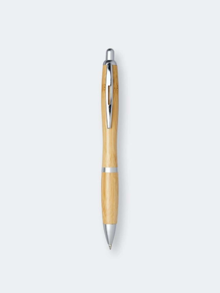 Stationary & Pens * | Bullet Nash Bamboo Ballpoint Pen Natural/Silver