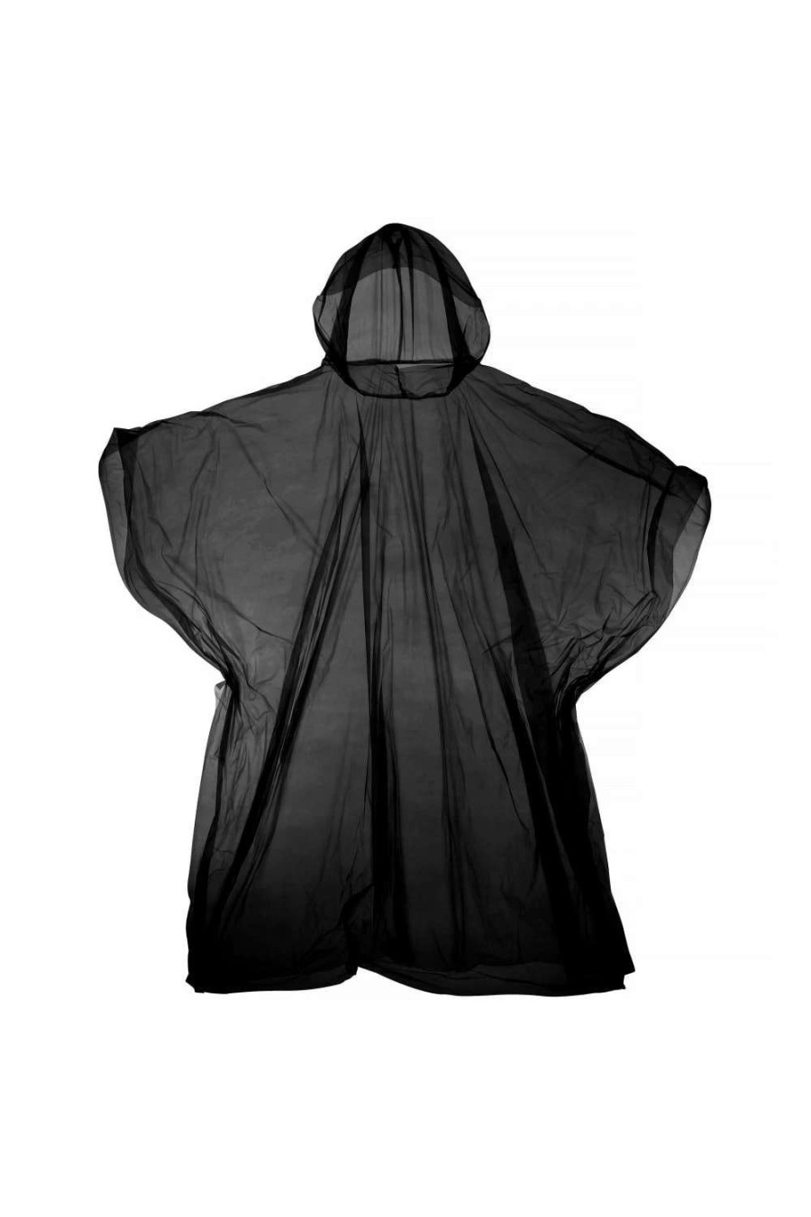 Coats, Jackets & Blazers * | Universal Textiles Hooded Plastic Reusable Poncho ( ) Black